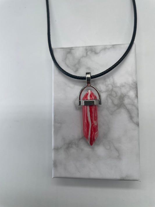 Pendente rosso con venature bianche