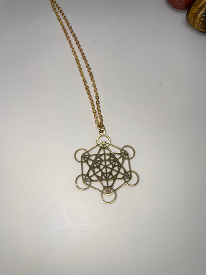 Collana Cubo di Metatron in color oro