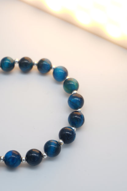 Bracciale in Occhio di Tigre Blu naturale – Protezione ed energia mentale