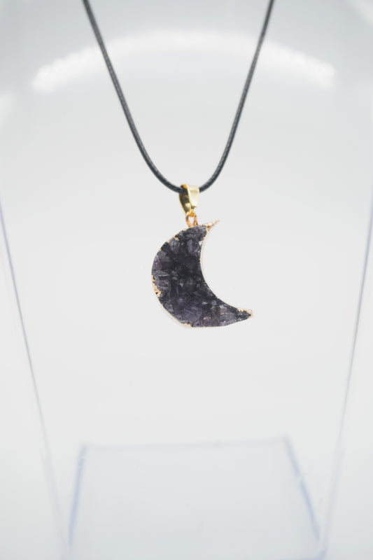 Pendente a forma di luna in ametista naturale