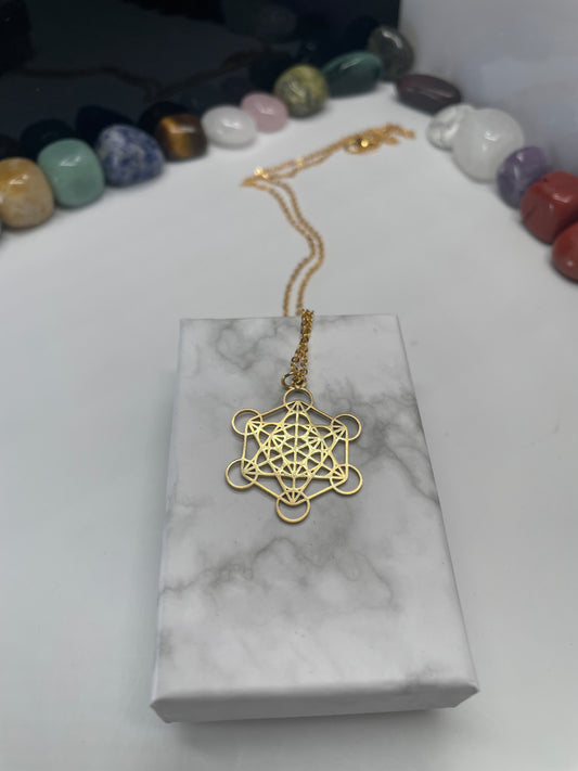 Collana Cubo di Metatron in color oro