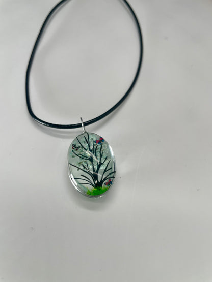 Collana con albero azzurrino